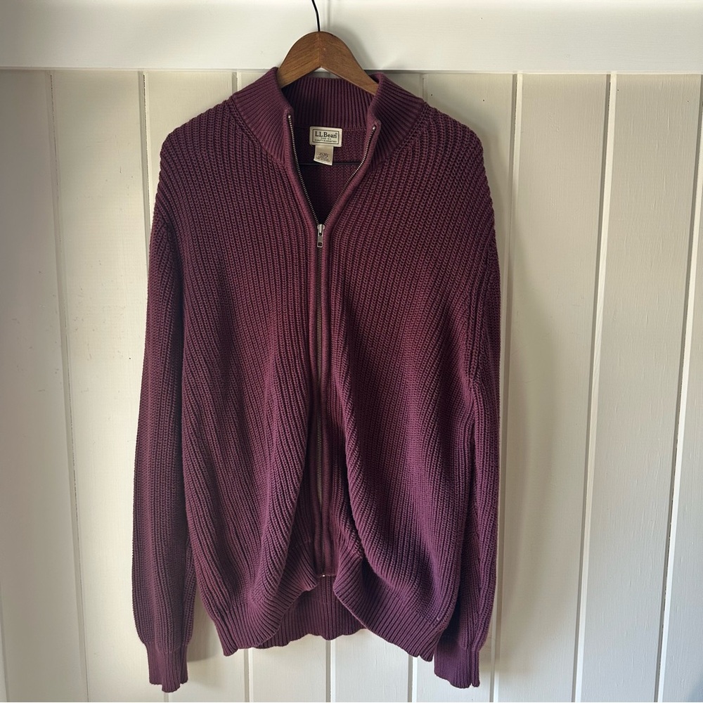 Men’s L.L. Bean Maroon Cotton Sweater, Size XL